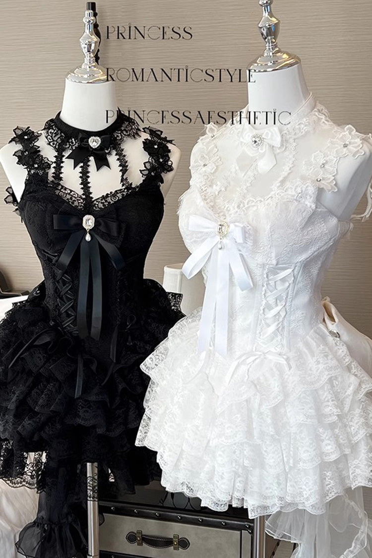 Gothic Lolita Dress - Multi-layer, White, Sweet Style, Bow Detail, Lace Trim - additional product view 7