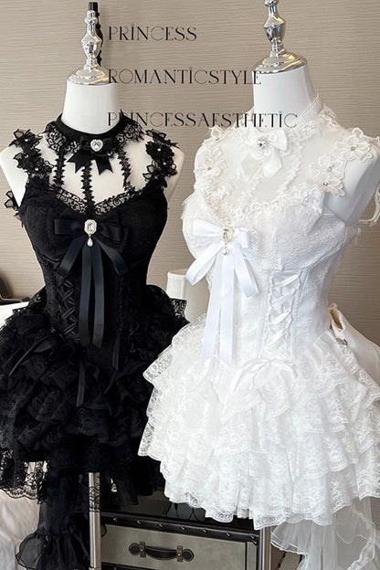 Gothic Lolita Dress - Multi-layer, White, Sweet Style, Bow Detail, Lace Trim - additional product view 7