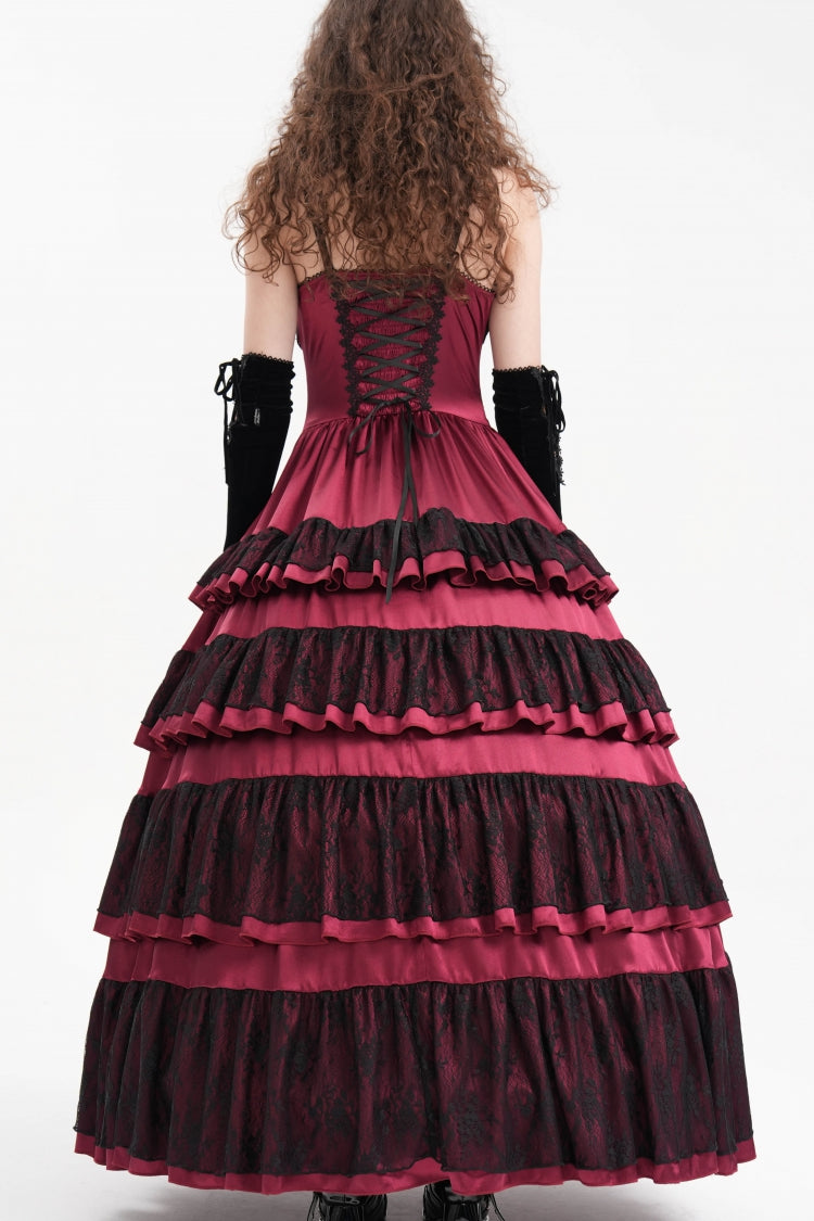 Gothic Lolita Dress - Multi-layered, Red, Women's Style, Ruffled, Lace-Up - additional product view 3
