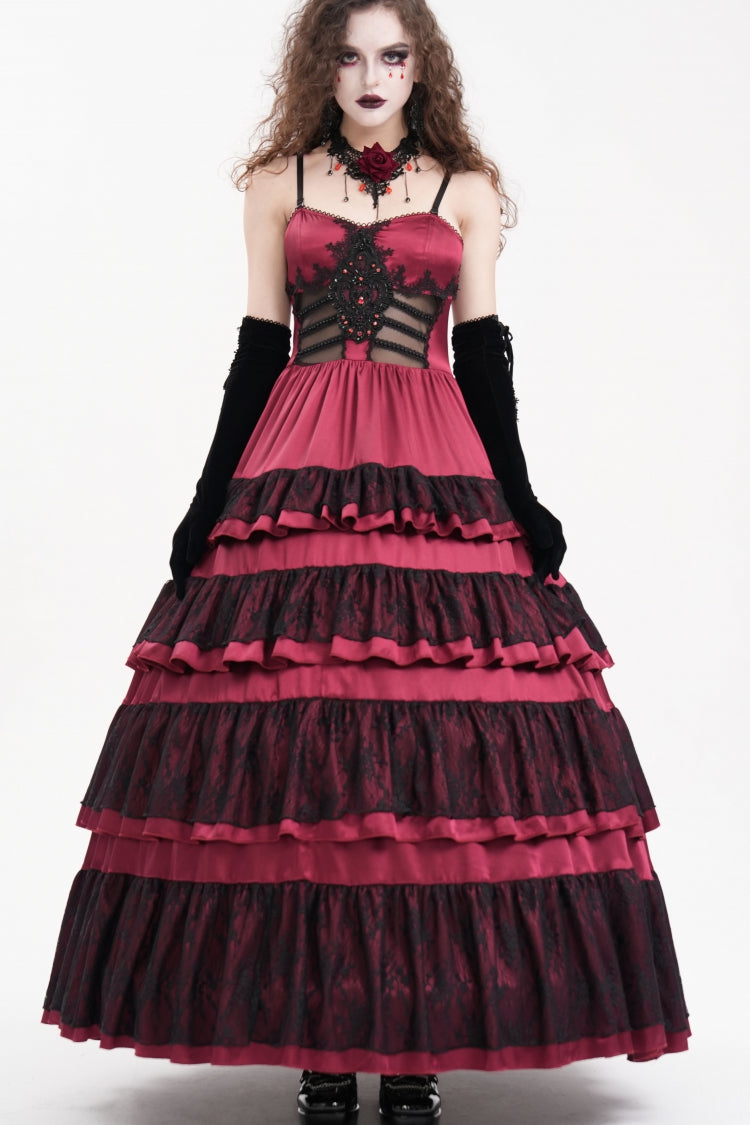 Gothic Lolita Dress - Multi-layered, Red, Women's Style, Ruffled, Lace-Up - main product image