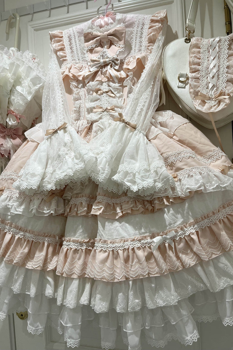 Gothic Lolita Dress - Multi-layered Ruffle Bowknot, Pink, Long Sleeves, Sweet Style - additional product view 2