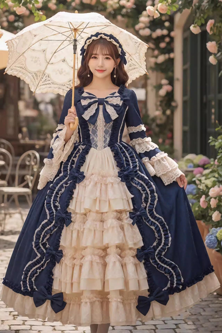 Gothic Lolita Dress - Multi-layered Ruffled Open-front, 5 Colors, Victorian Style - main product image
