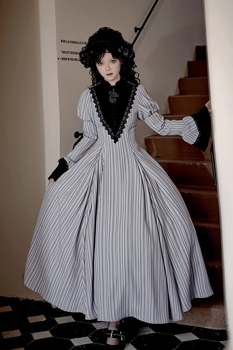 Gothic Lolita Dress - Nocturne, Gray, Short Version, Long Version, Long Length - additional product view 7