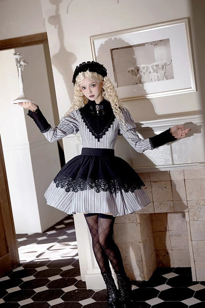 Gothic Lolita Dress - Nocturne, Gray, Short Version, Long Version, Long Length - additional product view 12