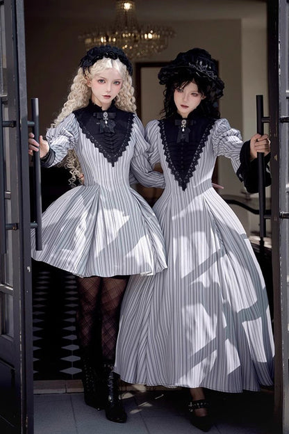 Gothic Lolita Dress - Nocturne, Gray, Short Version, Long Version, Long Length - additional product view 13