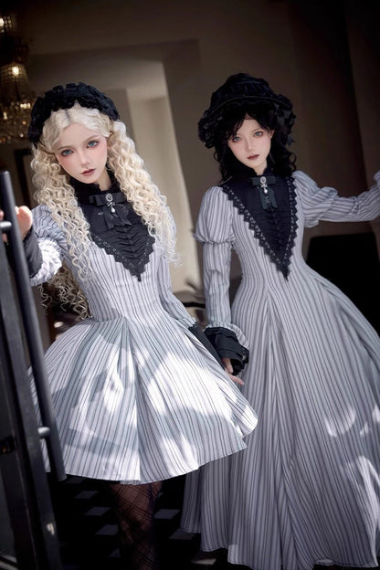 Gothic Lolita Dress - Nocturne, Gray, Short Version, Long Version, Long Length - additional product view 14