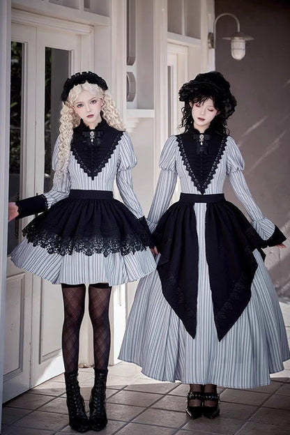 Gothic Lolita Dress - Nocturne, Gray, Short Version, Long Version, Long Length - additional product view 15