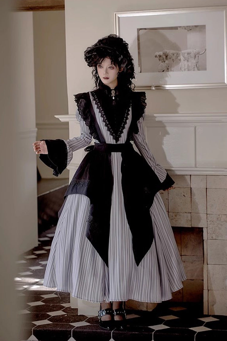 Gothic Lolita Dress - Nocturne, Gray, Short Version, Long Version, Long Length - S Grey Long / M Grey Long / L Grey Long option