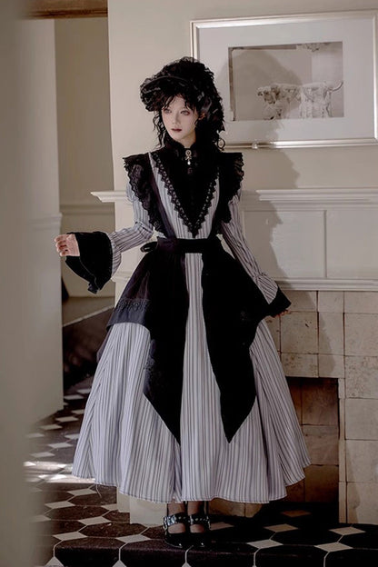 Gothic Lolita Dress - Nocturne, Gray, Short Version, Long Version, Long Length - S Grey Long / M Grey Long / L Grey Long option