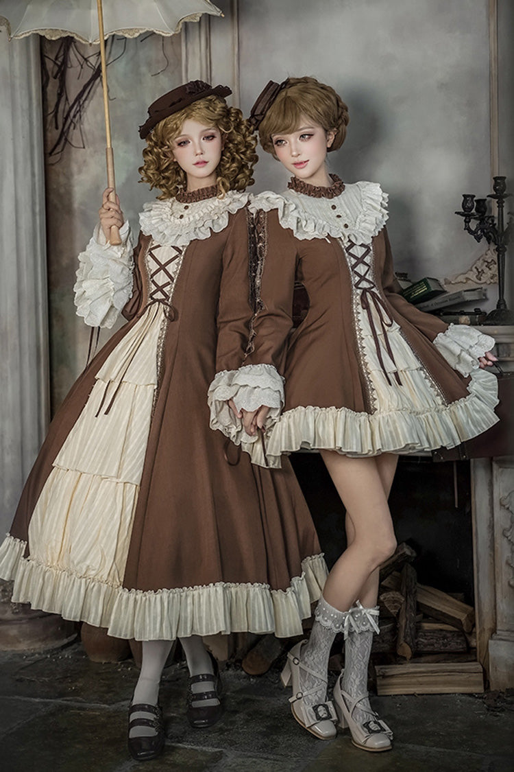 Gothic Lolita Dress - Nutcracker, 2 Colors, Stand Collar, Ruffled, Lace-Up - additional product view 9