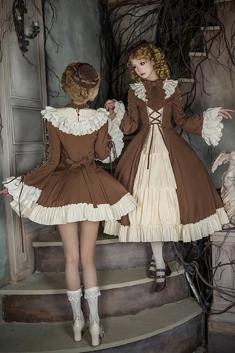 Gothic Lolita Dress - Nutcracker, 2 Colors, Stand Collar, Ruffled, Lace-Up - additional product view 10