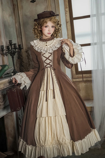 Gothic Lolita Dress - Nutcracker, 2 Colors, Stand Collar, Ruffled, Lace-Up - additional product view 17