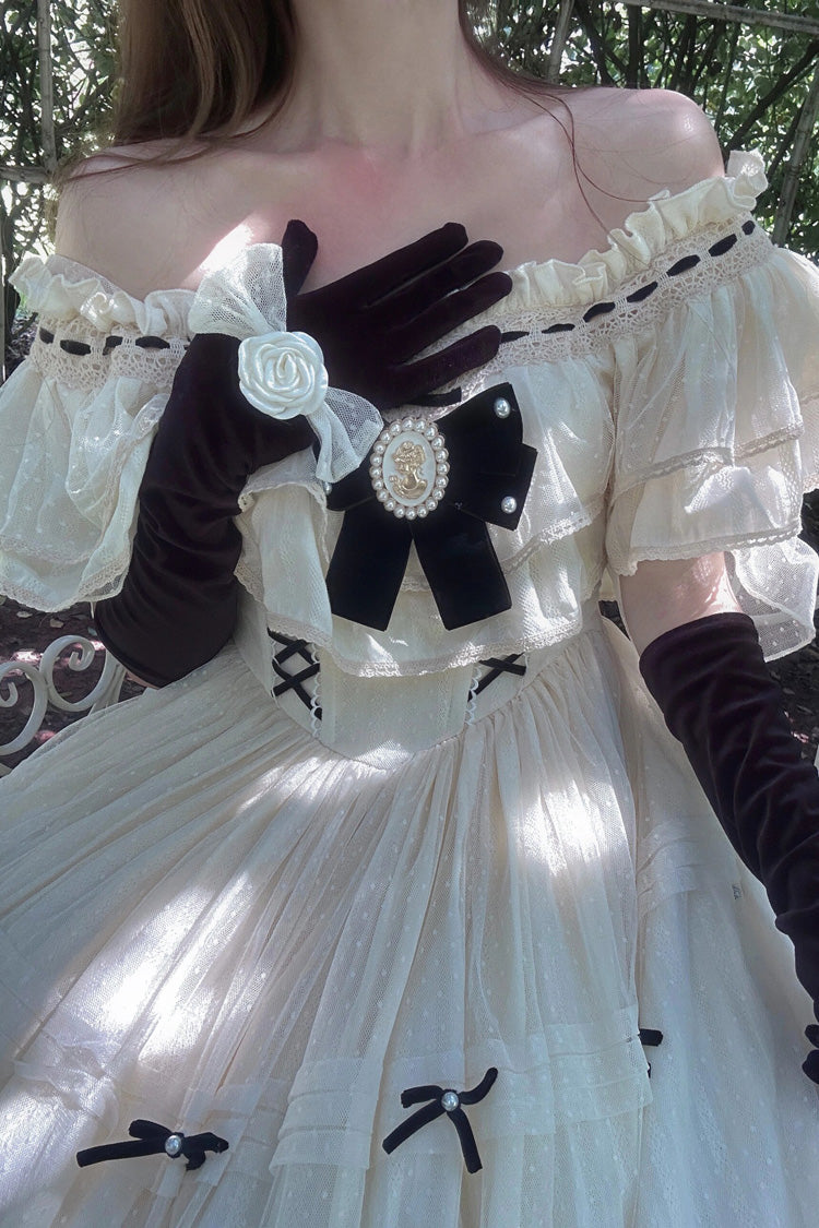 Gothic Lolita Dress - Off Shoulder, Ivory, Sweet Style, Bow Detail - additional product view 9
