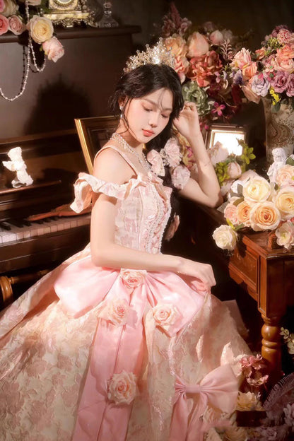 Gothic Lolita Dress - Off Shoulder Print Hanayome, 2 Colors, Printed, Embroidered - additional product view 8