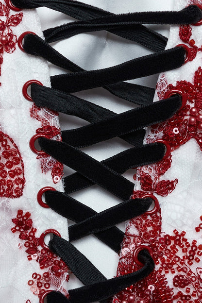 Gothic Lolita Dress - Off Shoulder, Red, Fishtail Silhouette, Women's Style, Embroidered - additional product view 7