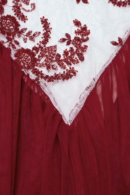 Gothic Lolita Dress - Off Shoulder, Red, Fishtail Silhouette, Women's Style, Embroidered - additional product view 8