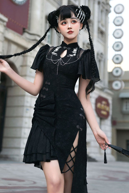 Gothic Lolita Dress - Original Chinese Han Elements, Black, Chinese-Inspired Style - additional product view 3