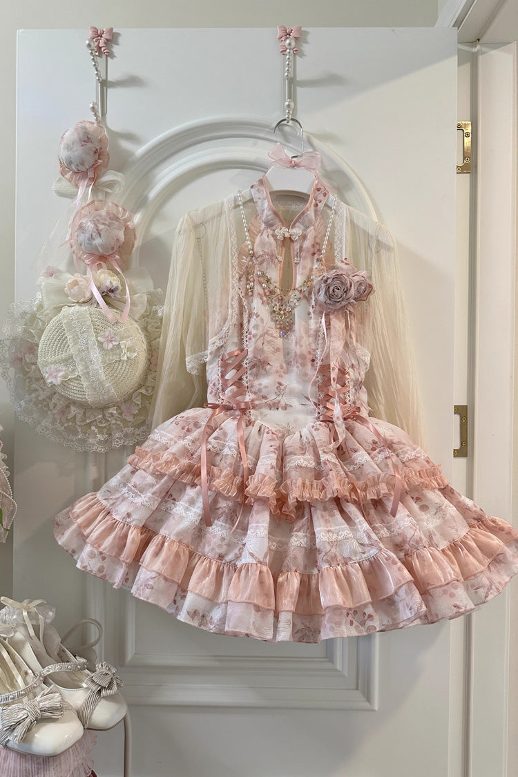 Gothic Lolita Dress - Peach Moon Bamboo Halterneck, 2 Colors, Chinese-Inspired Style - additional product view 2