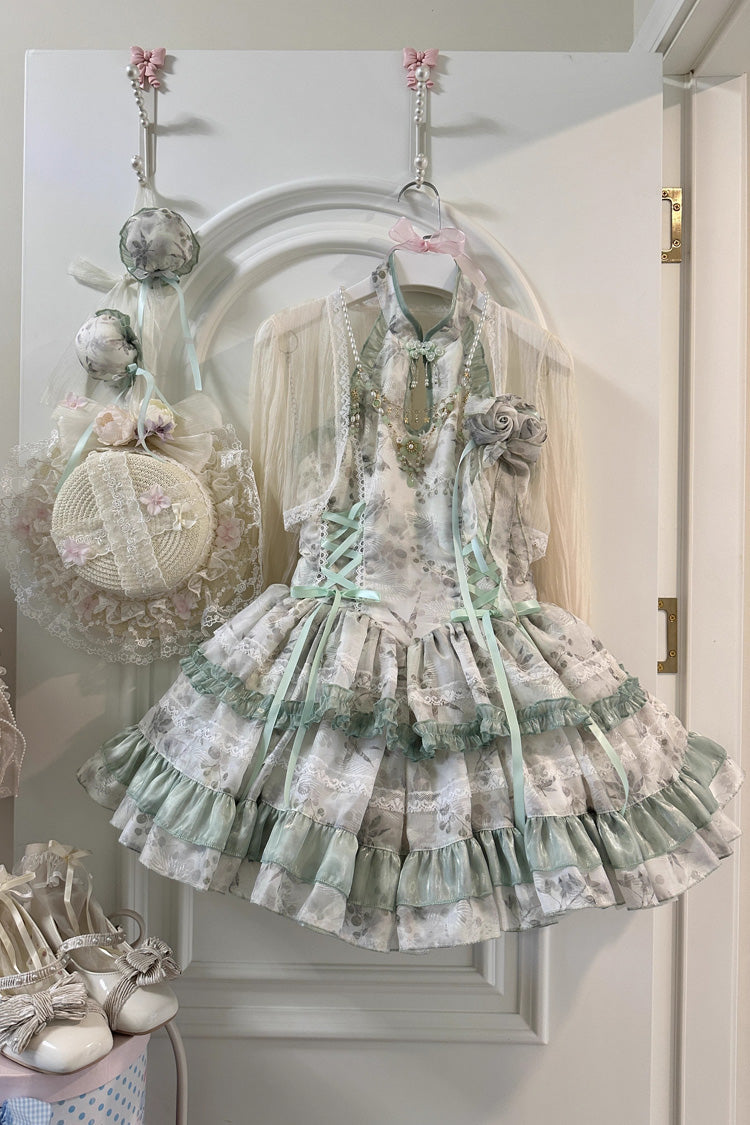 Gothic Lolita Dress - Peach Moon Bamboo Halterneck, 2 Colors, Chinese-Inspired Style - additional product view 3