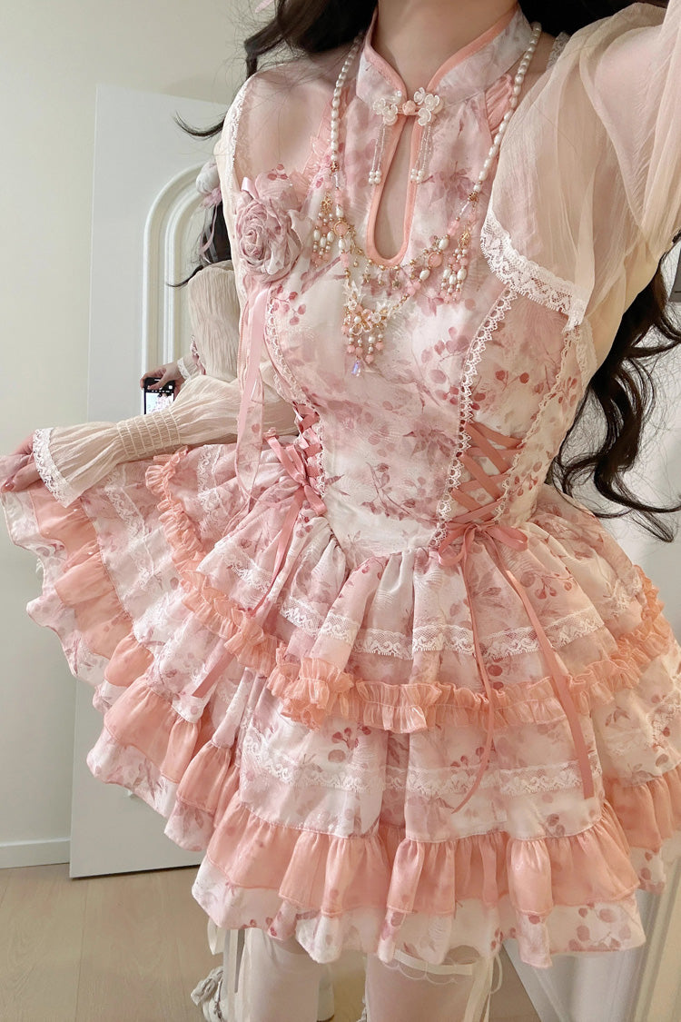 Gothic Lolita Dress - Peach Moon Bamboo Halterneck, 2 Colors, Chinese-Inspired Style - additional product view 11
