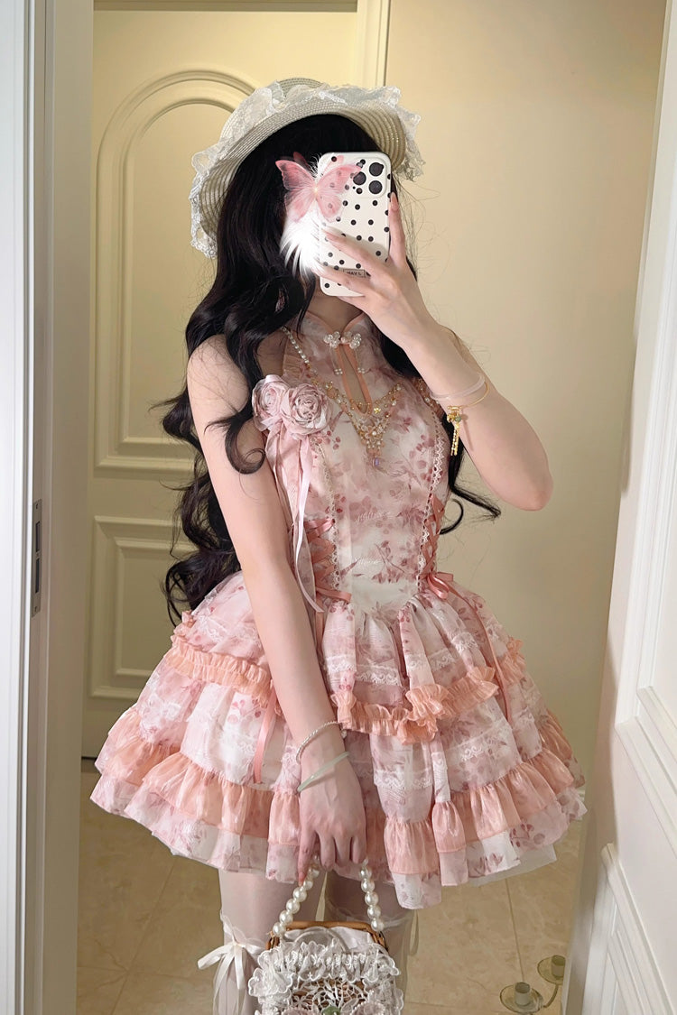 Gothic Lolita Dress - Peach Moon Bamboo Halterneck, 2 Colors, Chinese-Inspired Style - additional product view 12