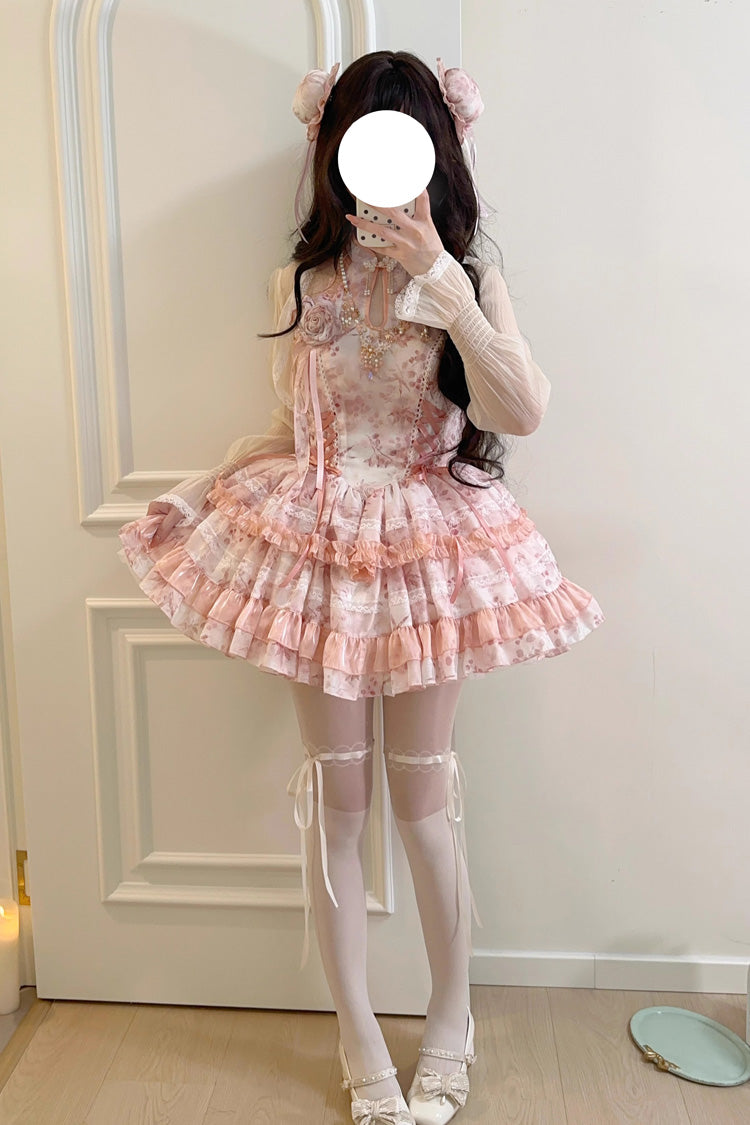 Gothic Lolita Dress - Peach Moon Bamboo Halterneck, 2 Colors, Chinese-Inspired Style - additional product view 14