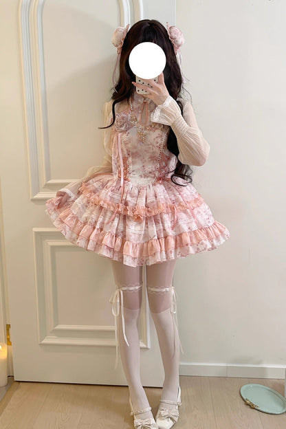 Gothic Lolita Dress - Peach Moon Bamboo Halterneck, 2 Colors, Chinese-Inspired Style - additional product view 14
