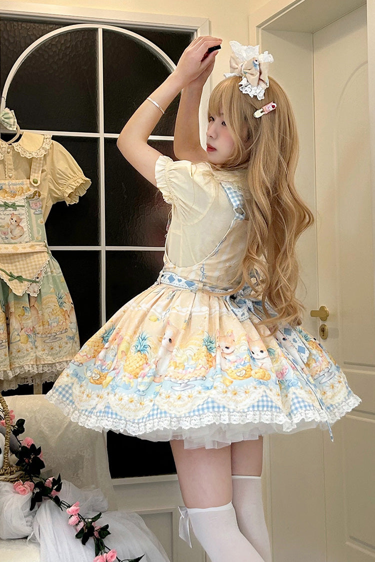 Gothic Lolita Dress - Pineapple Cat, Yellow, Lace Trim, Printed, Sweet Style - additional product view 3