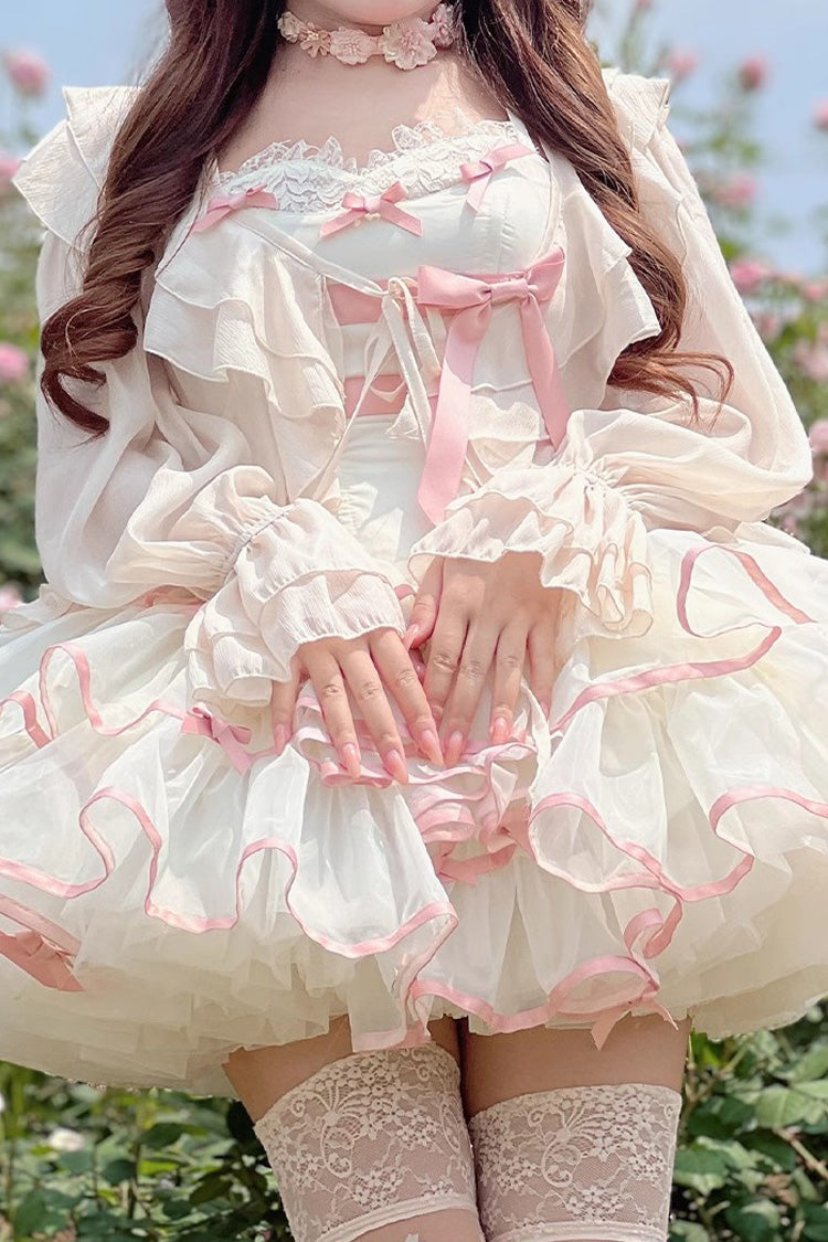 Gothic Lolita Dress - Pink/beige Ballerina Style, 2 Colors, Sweet Style, Bow Detail - additional product view 11