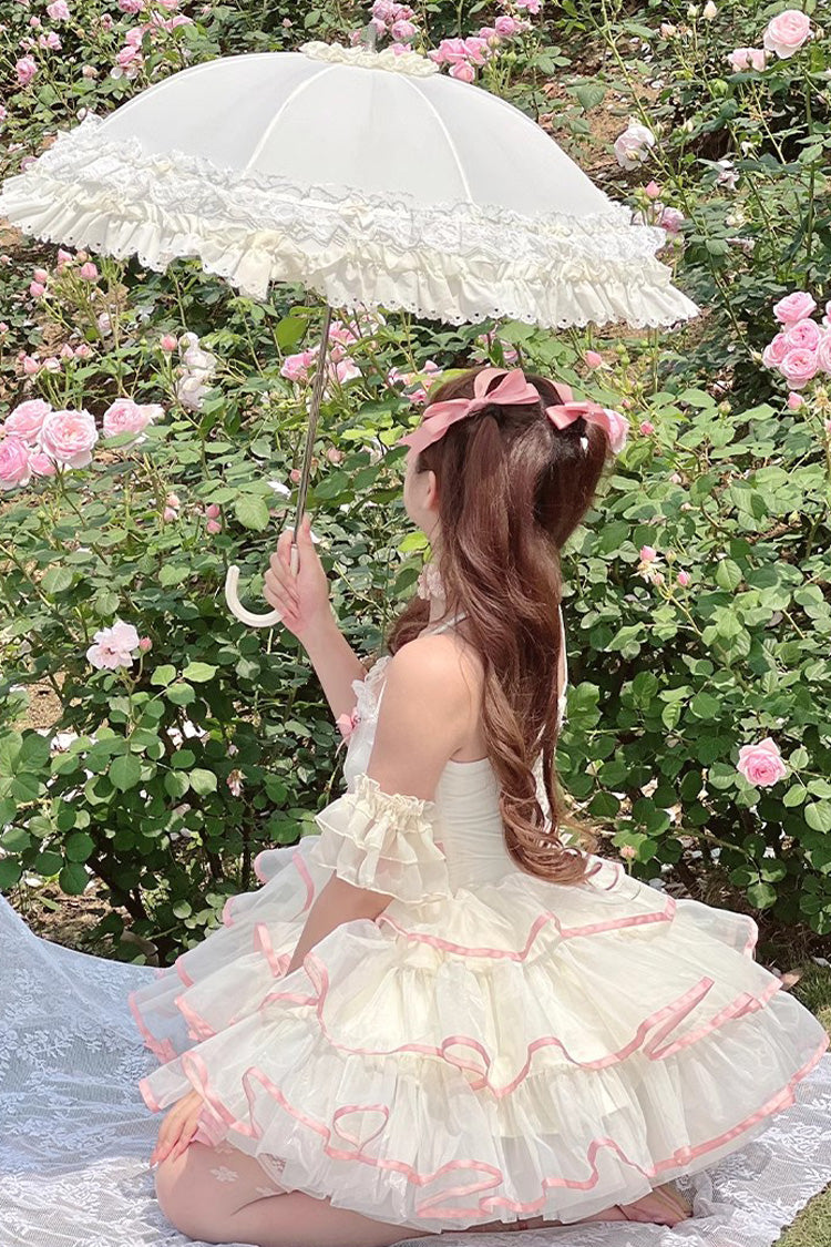 Gothic Lolita Dress - Pink/beige Ballerina Style, 2 Colors, Sweet Style, Bow Detail - additional product view 13