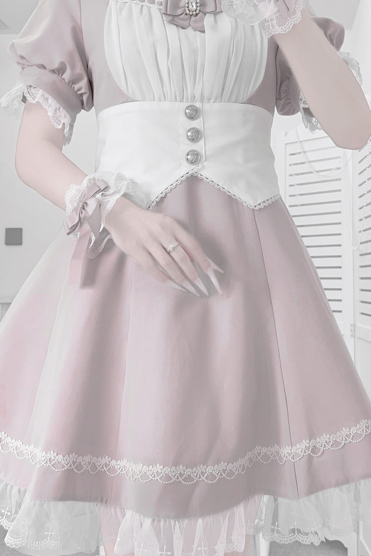 Gothic Lolita Dress - Pink/white, 2 Colors, Ruffled, Cross Detail, Sweet Style - additional product view 3
