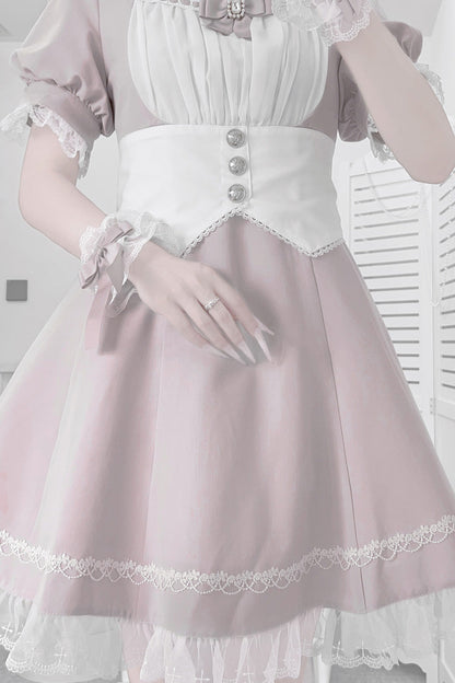 Gothic Lolita Dress - Pink/white, 2 Colors, Ruffled, Cross Detail, Sweet Style - additional product view 3