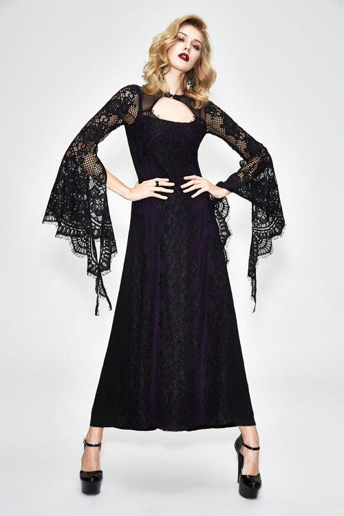 Gothic Lolita Dress - Positioning Flower Elegant Lace, Black/Purple, Women's Style - additional product view 2