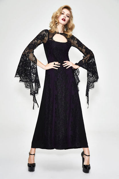 Gothic Lolita Dress - Positioning Flower Elegant Lace, Black/Purple, Women's Style - additional product view 2