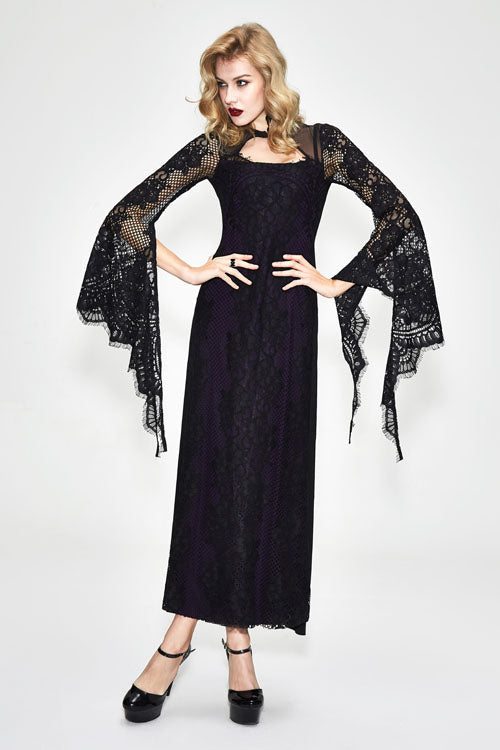 Gothic Lolita Dress - Positioning Flower Elegant Lace, Black/Purple, Women's Style - additional product view 3