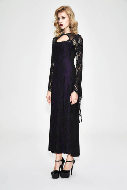 Gothic Lolita Dress - Positioning Flower Elegant Lace, Black/Purple, Women's Style - additional product view 4