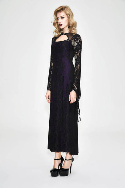 Gothic Lolita Dress - Positioning Flower Elegant Lace, Black/Purple, Women's Style - additional product view 4