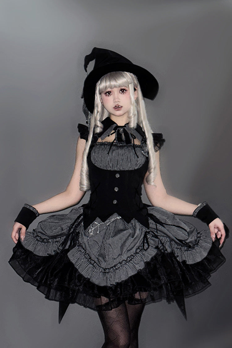Gothic Lolita Dress - Potions, Gray, Bow Detail, Lace Trim, Ruffled - additional product view 2