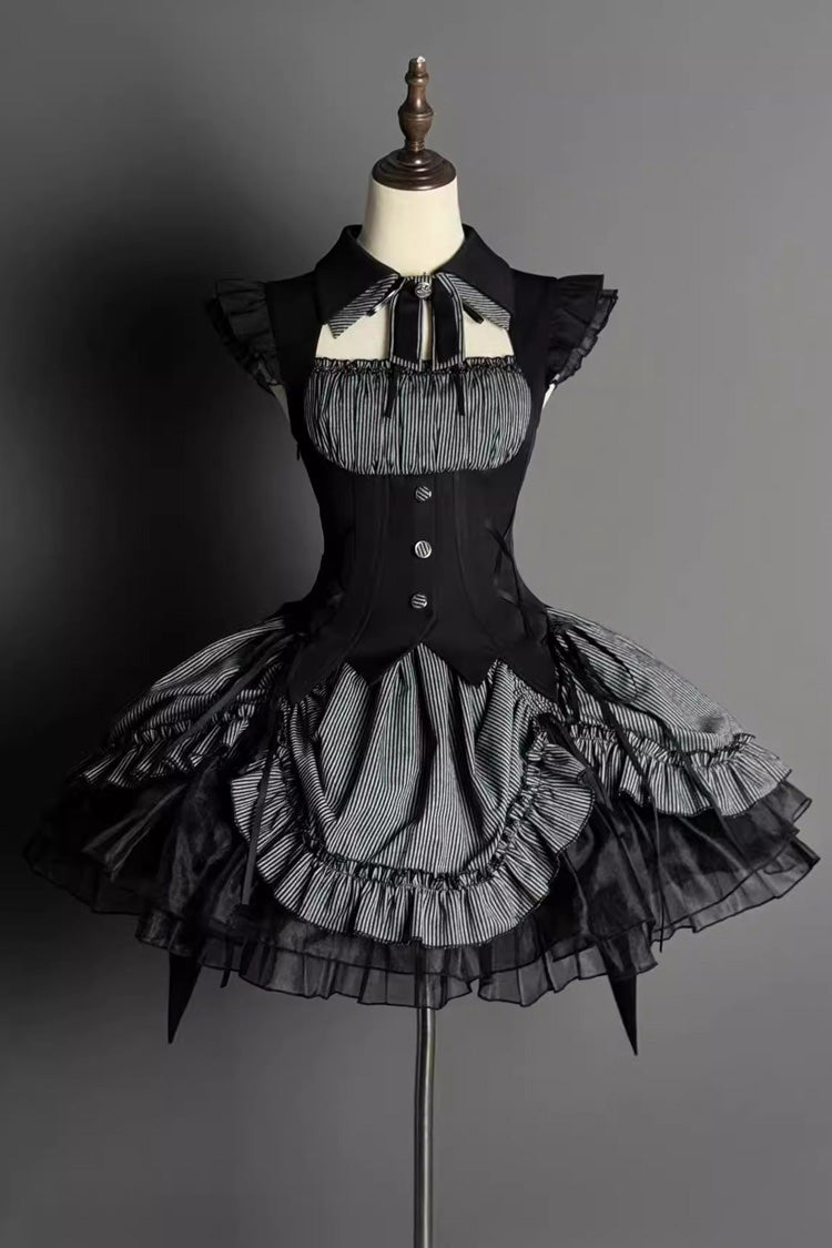 Gothic Lolita Dress - Potions, Gray, Bow Detail, Lace Trim, Ruffled - additional product view 3