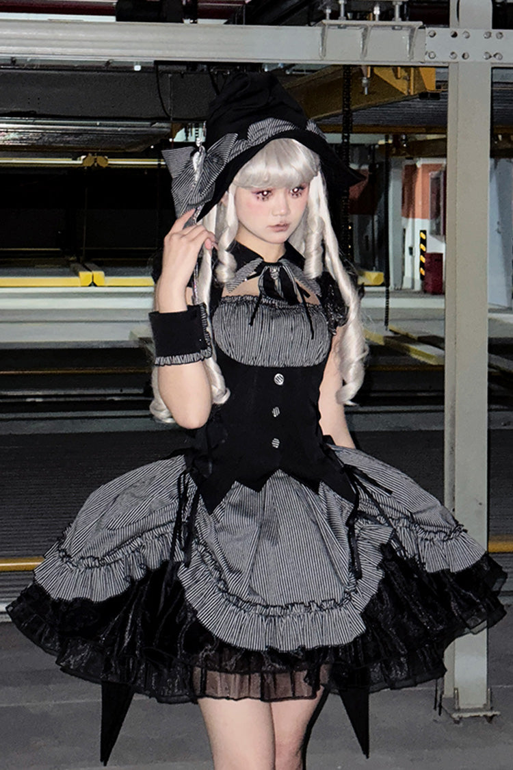 Gothic Lolita Dress - Potions, Gray, Bow Detail, Lace Trim, Ruffled - additional product view 4