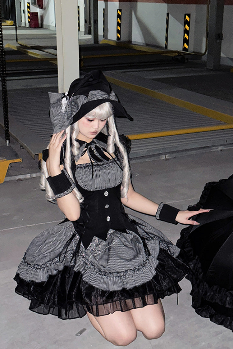 Gothic Lolita Dress - Potions, Gray, Bow Detail, Lace Trim, Ruffled - additional product view 6