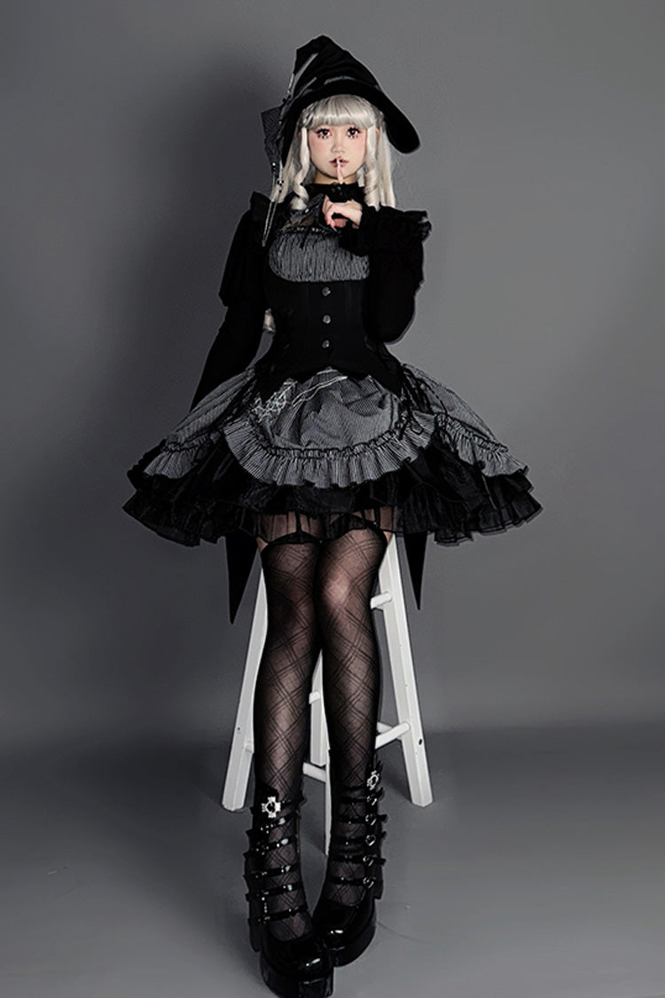 Gothic Lolita Dress - Potions, Gray, Bow Detail, Lace Trim, Ruffled - additional product view 7
