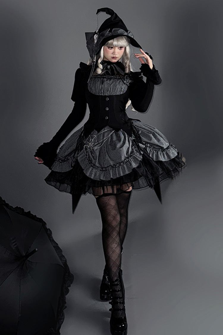 Gothic Lolita Dress - Potions, Gray, Bow Detail, Lace Trim, Ruffled - additional product view 8