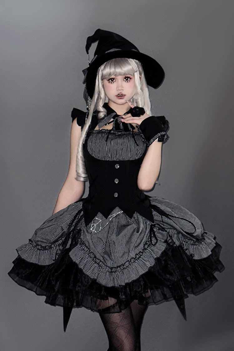 Gothic Lolita Dress - Potions, Gray, Bow Detail, Lace Trim, Ruffled - main product image