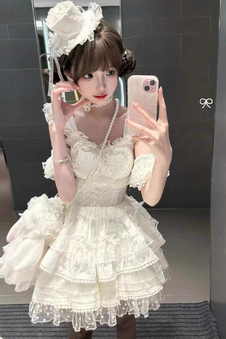 Gothic Lolita Dress - Pray Multi-layered, White, Sweet Style, Bow Detail, Lace Trim - additional product view 4