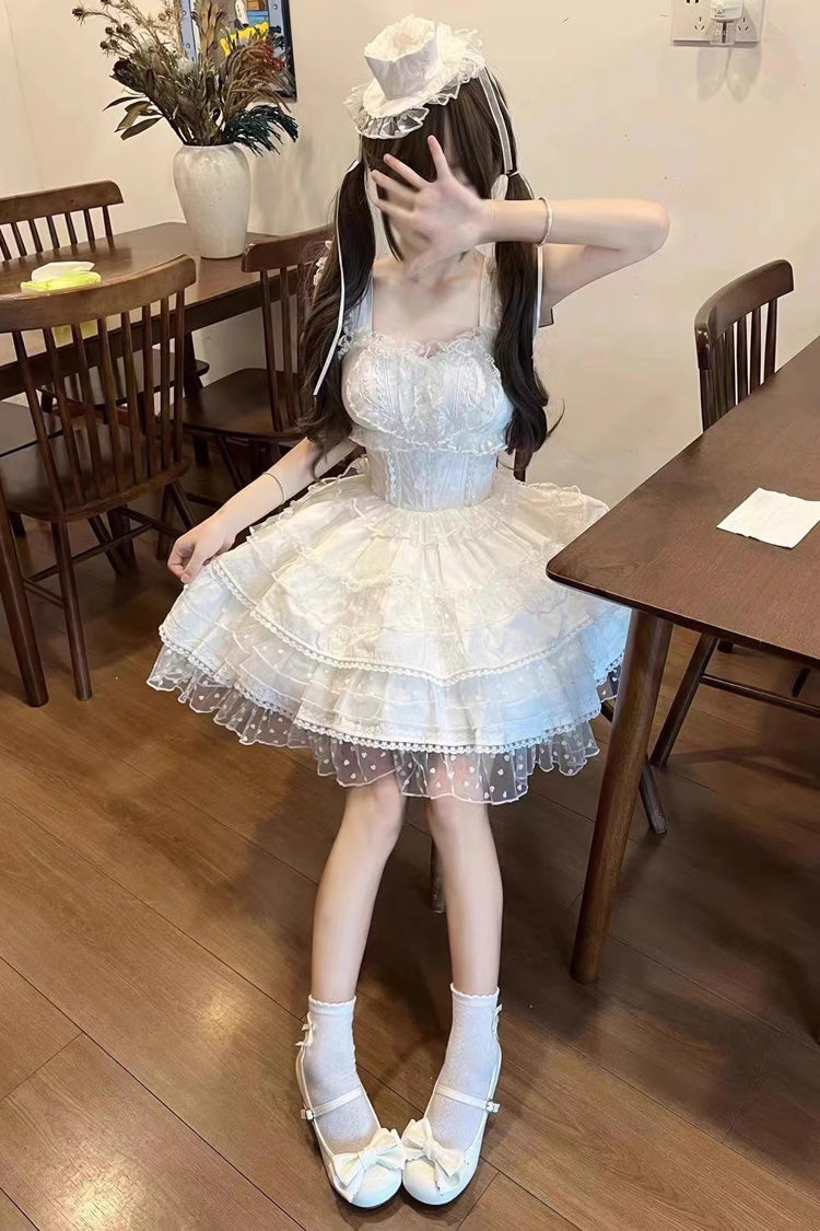 Gothic Lolita Dress - Pray Multi-layered, White, Sweet Style, Bow Detail, Lace Trim - additional product view 5