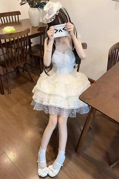 Gothic Lolita Dress - Pray Multi-layered, White, Sweet Style, Bow Detail, Lace Trim - additional product view 6
