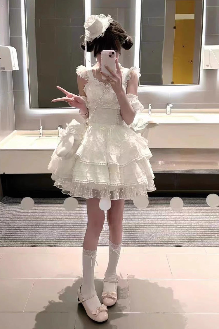 Gothic Lolita Dress - Pray Multi-layered, White, Sweet Style, Bow Detail, Lace Trim - additional product view 7