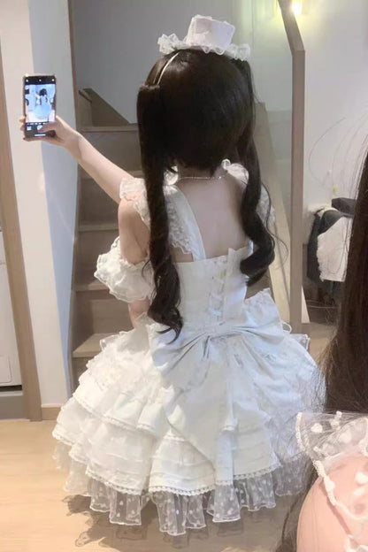 Gothic Lolita Dress - Pray Multi-layered, White, Sweet Style, Bow Detail, Lace Trim - additional product view 12