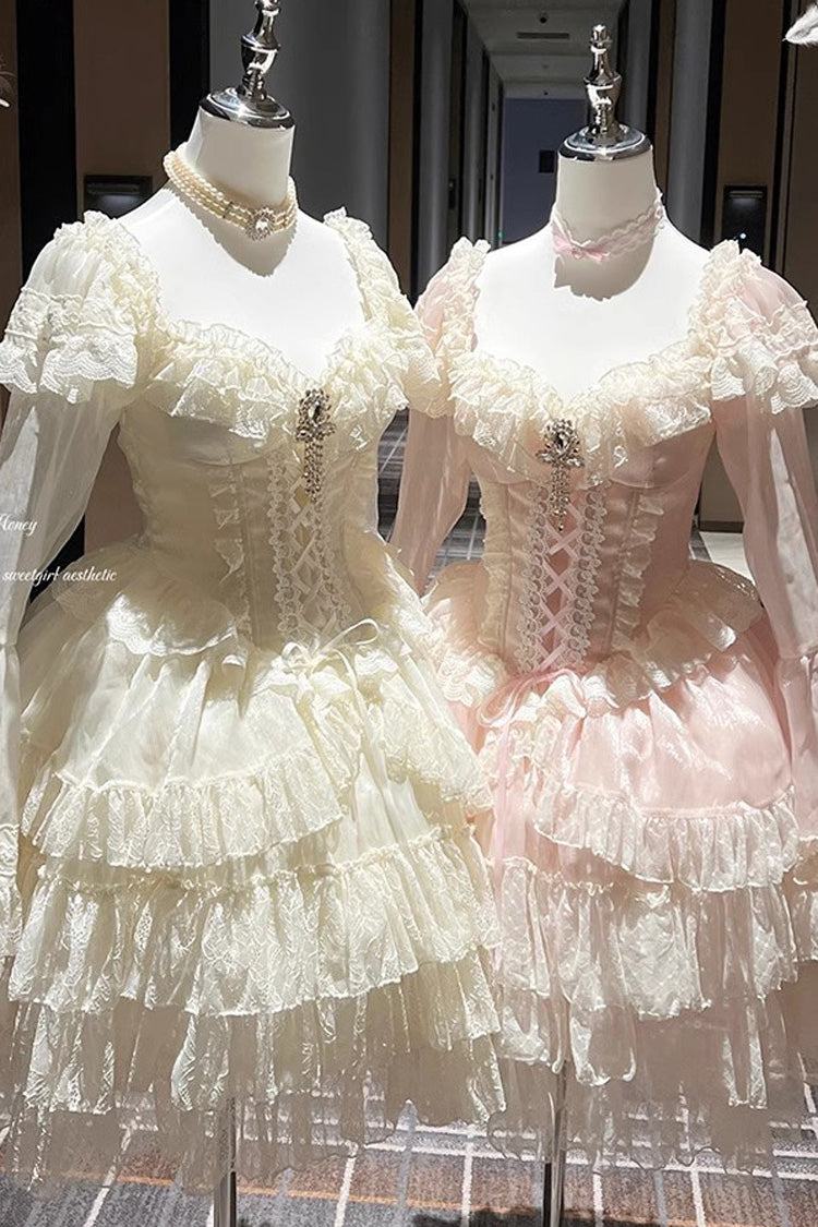 Gothic Lolita Dress - Princess Off Shoulder, 2 Colors, Long Sleeves, Sweet Style - additional product view 3